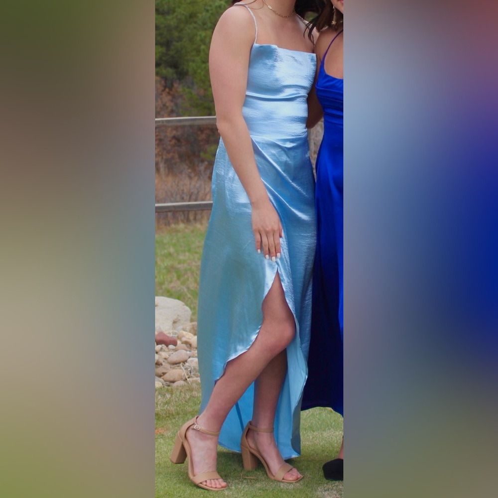 Lucy in the Sky - Isa Satin Luxe Maxi Dress in Blue